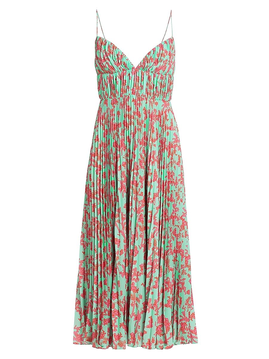 Women's Floral Pleated Maxi Dress - Miami Sky Botanical - Size 4