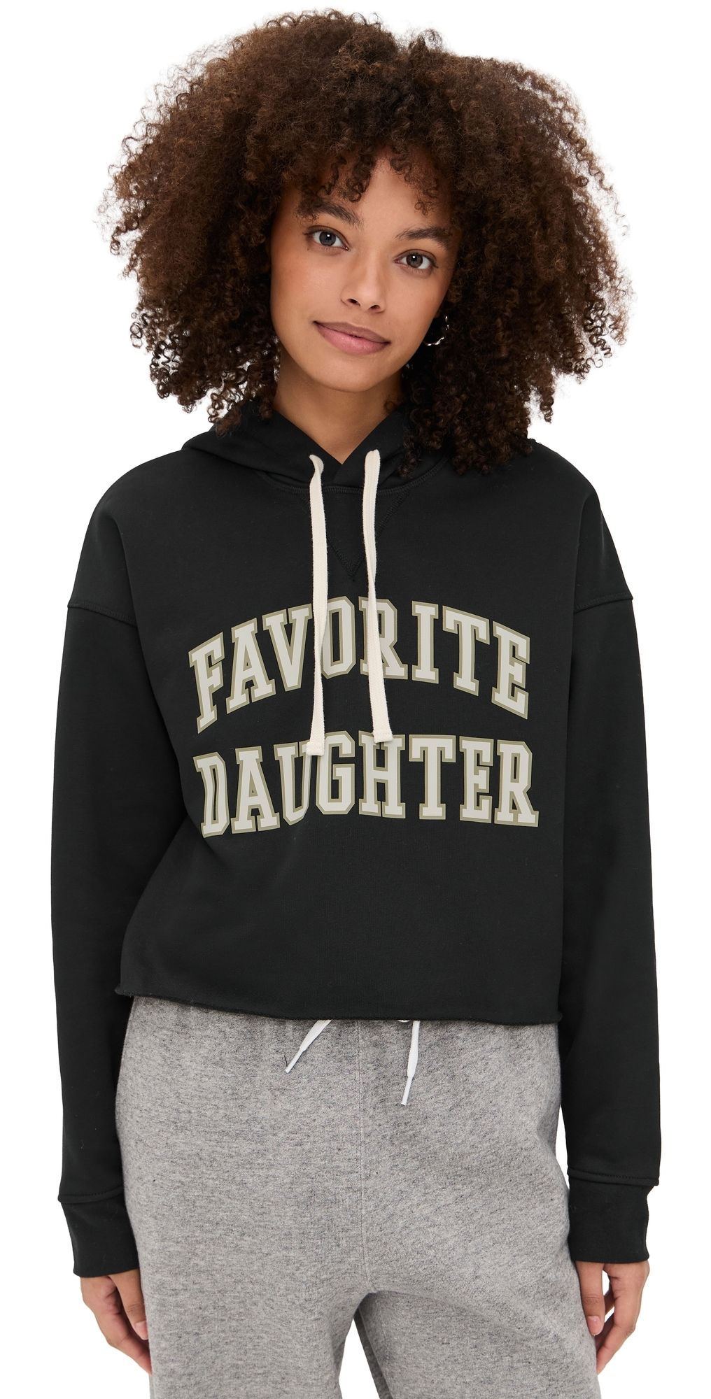 Favorite Daughter The Cropped Collegiate Hoodie Black/Stone S