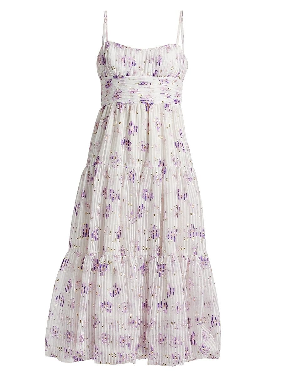 Women's Joie Floral Empire-Waist Minidress - Ivory Multi - Size 10