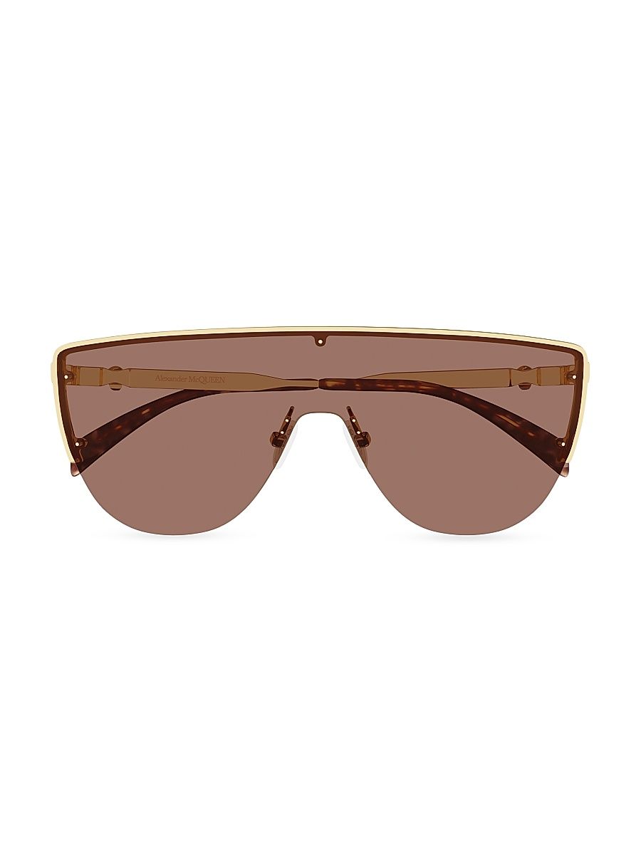 Women's Floating Skull 99MM Metal Mask Sunglasses - Gold Havana Brown