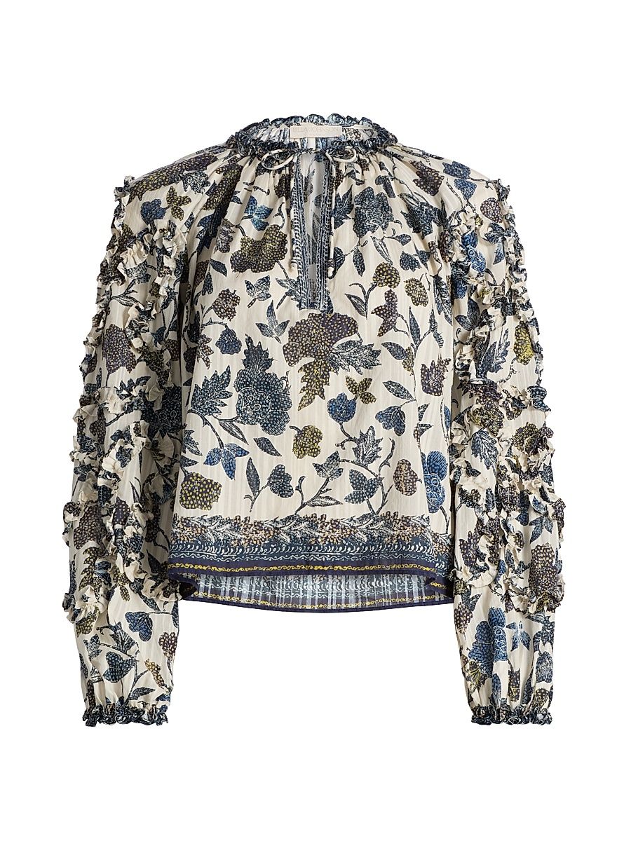 Women's Azrou Printed Ruffled Blouse - Porcelain - Size 14