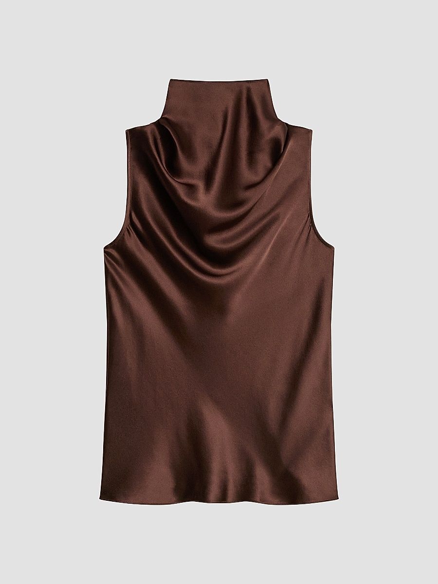 Women's Draped Sleeveless Silk Top - Serra - Size XS