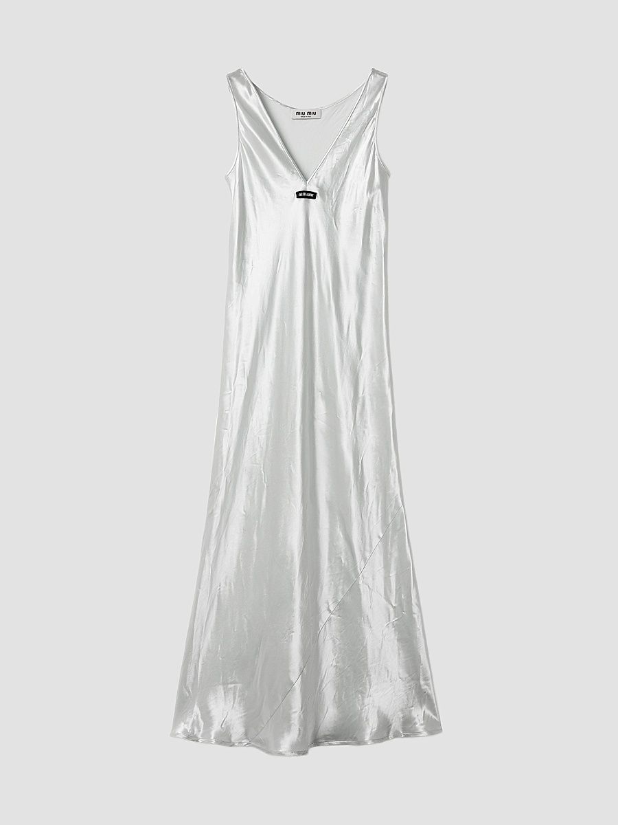 Women's Satin Dress - Silver - Size 4