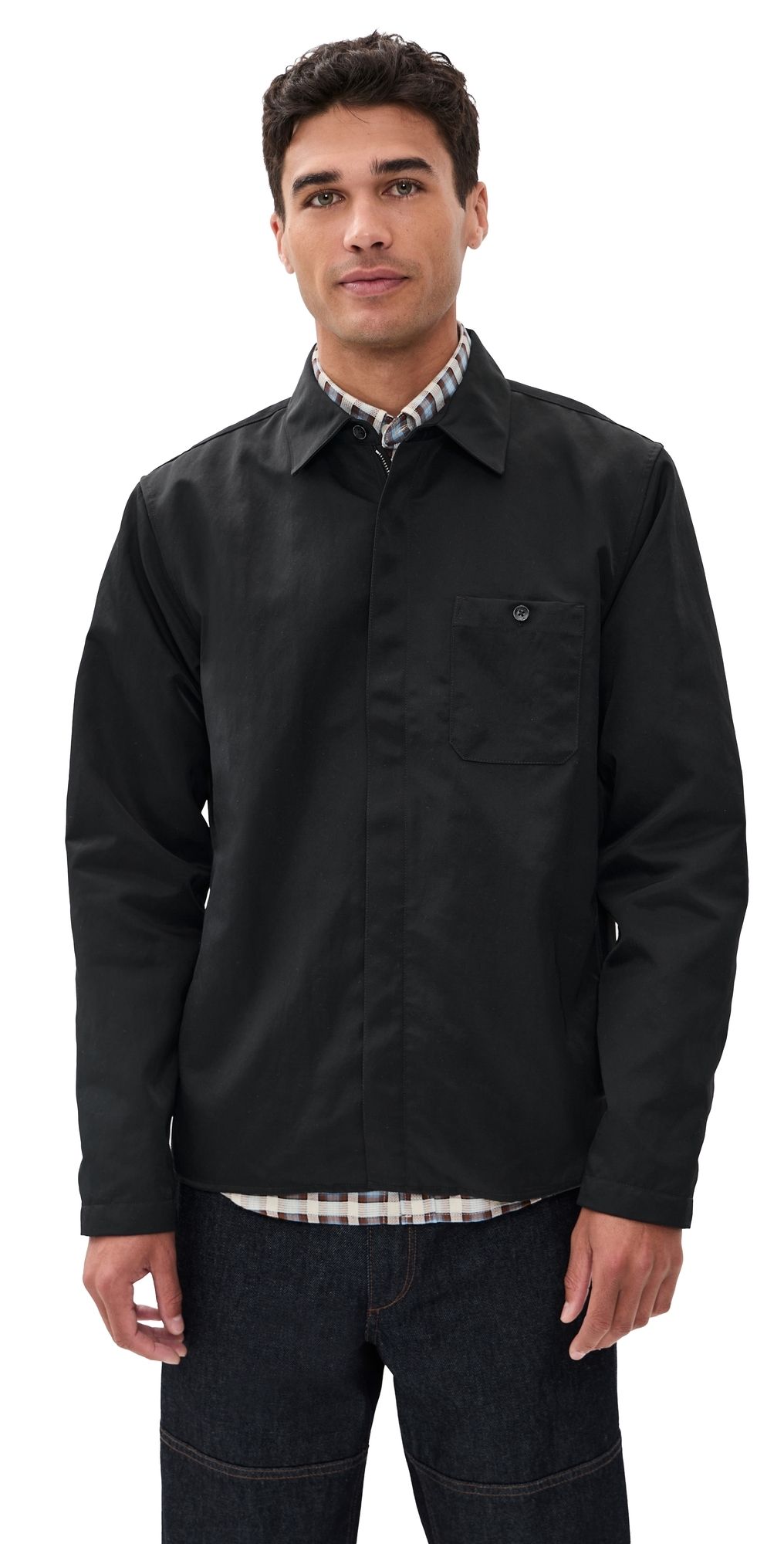 rag & bone Karl Nylon Zip Shirt Jacket Black L