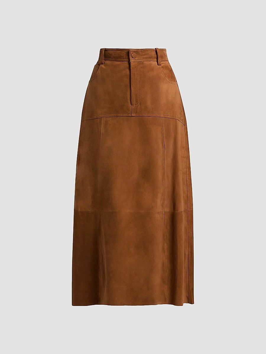 ba & sh Women's Massia Suede Midi-Skirt - Camel - Size XS