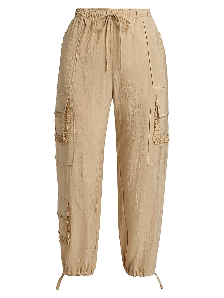 Women's Nissan Ruffled Parachute Crop Pants - Khaki - Size Small