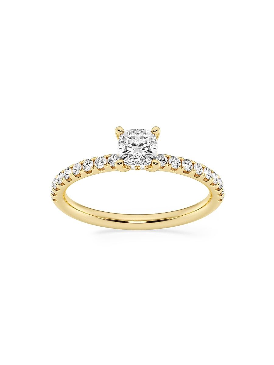 Women's 14K Yellow Gold & Cushion-Cut Lab-Grown Diamond Hidden Halo Ring/0.80-3.41 TCW - 0.8 Tcw - Size 7