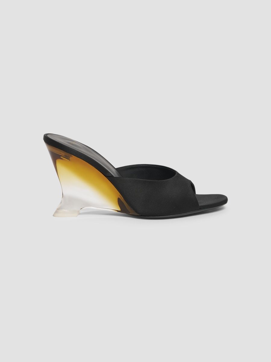 Balmain Women's 95MM Satin Wedge Mules - Noir - Size 12