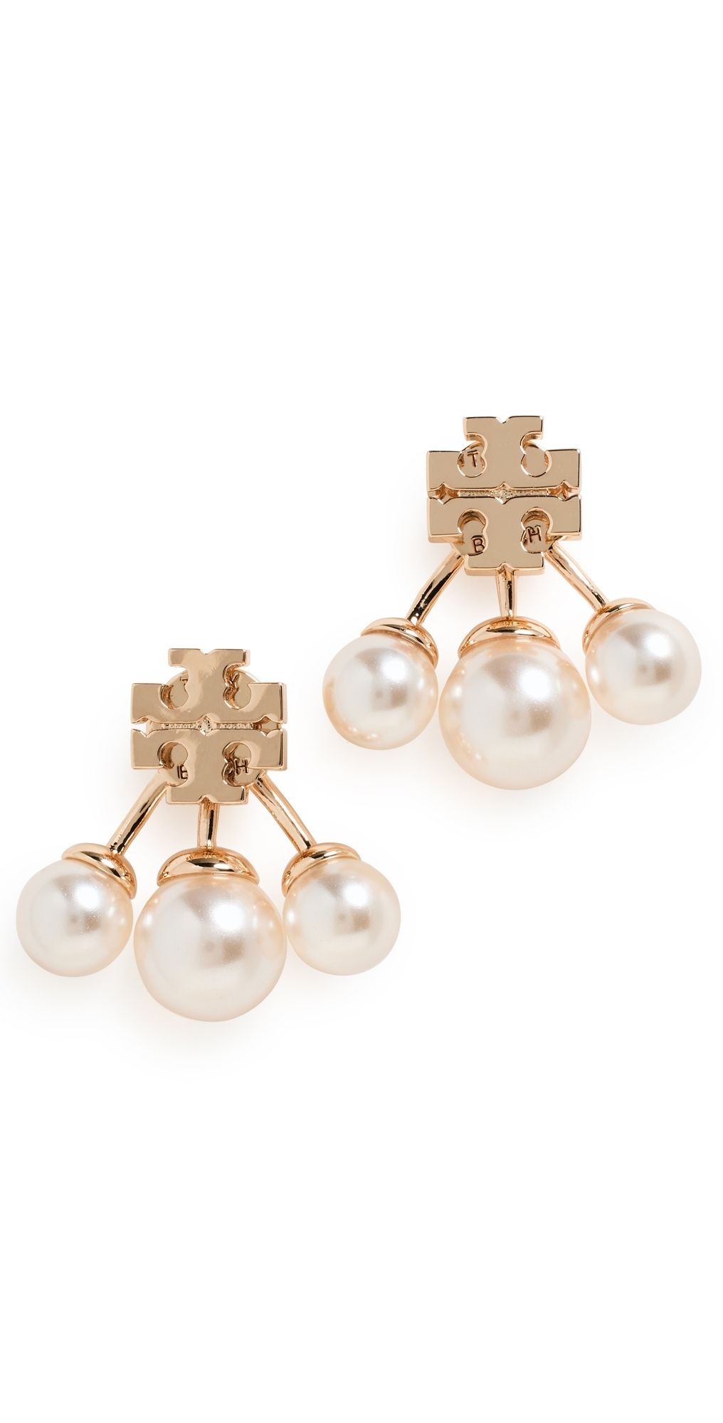 Tory Burch Moondance Pearl Front-Back Earrings Tory Gold/Cream One Size