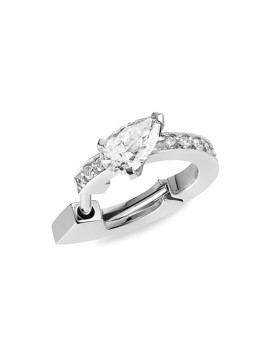 Women's Harvest 18K White Gold & Diamond Single Hoop Earring - White Gold