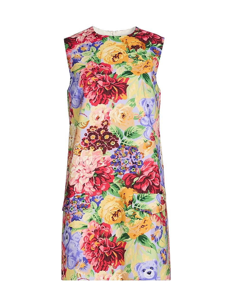 Women's Floral Wool Shift Dress - Multi Only One Colour - Size 4