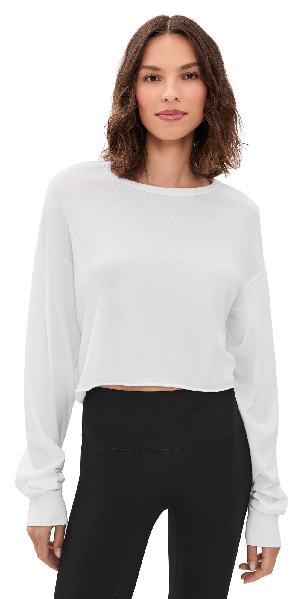 Year of Ours Cropped Long Sleeve Tee White XS