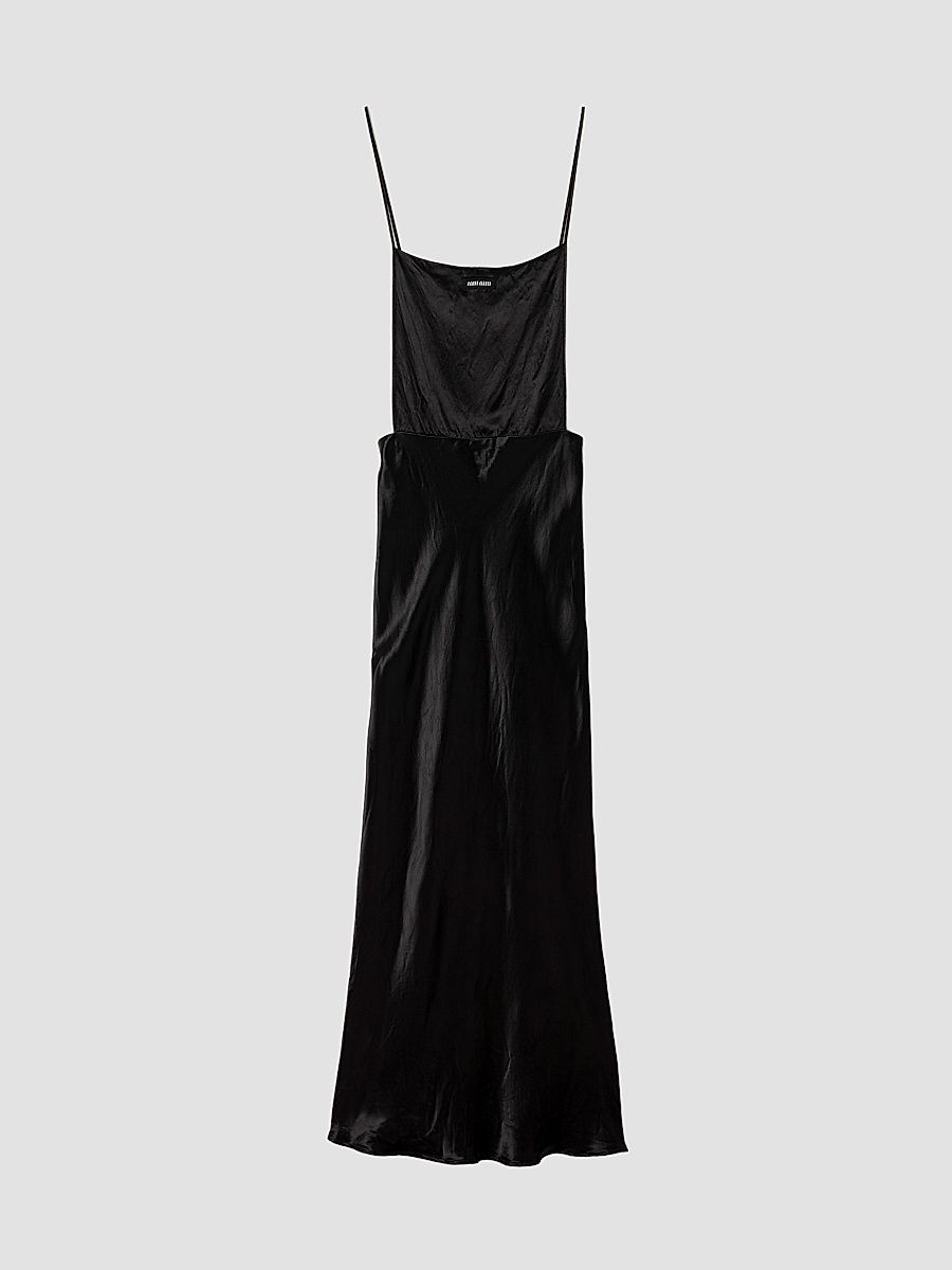 Women's Long Satin Dress - Black - Size 2