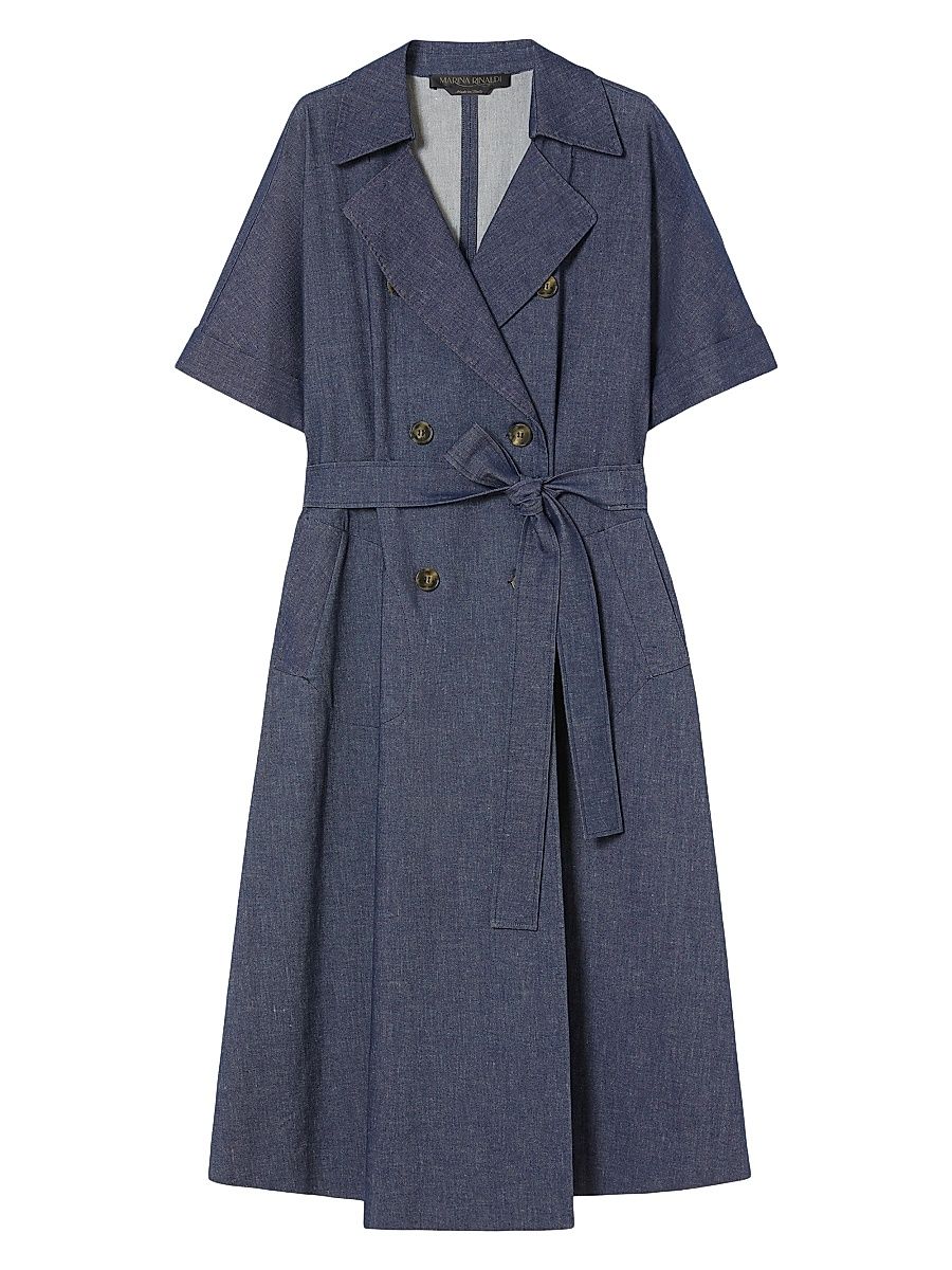 Women's Stretch Cotton and Linen Dress - Blue Jeans - Size 22