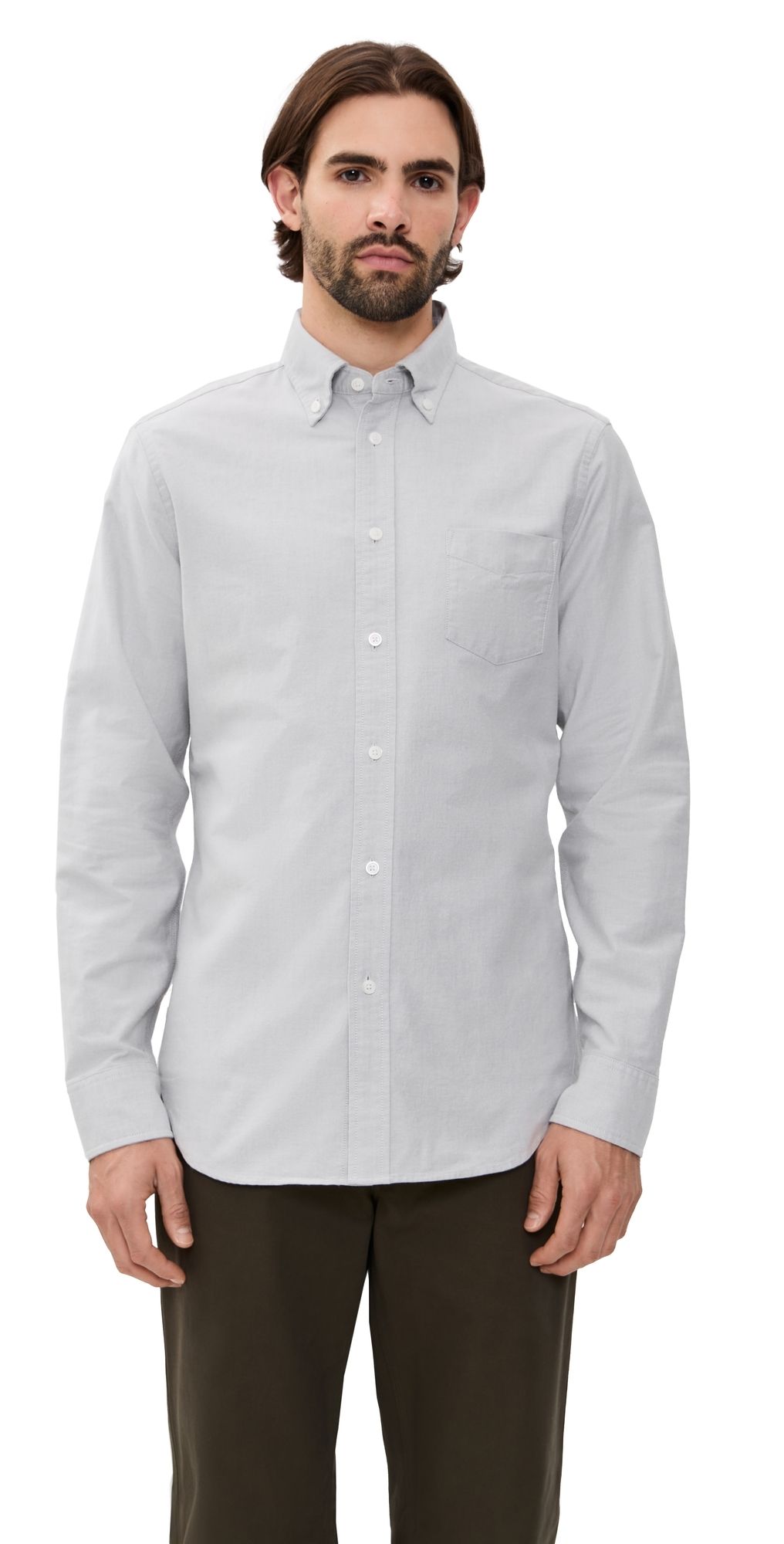 Reigning Champ Cotton Oxford Windsor Standard Shirt Light Grey XL