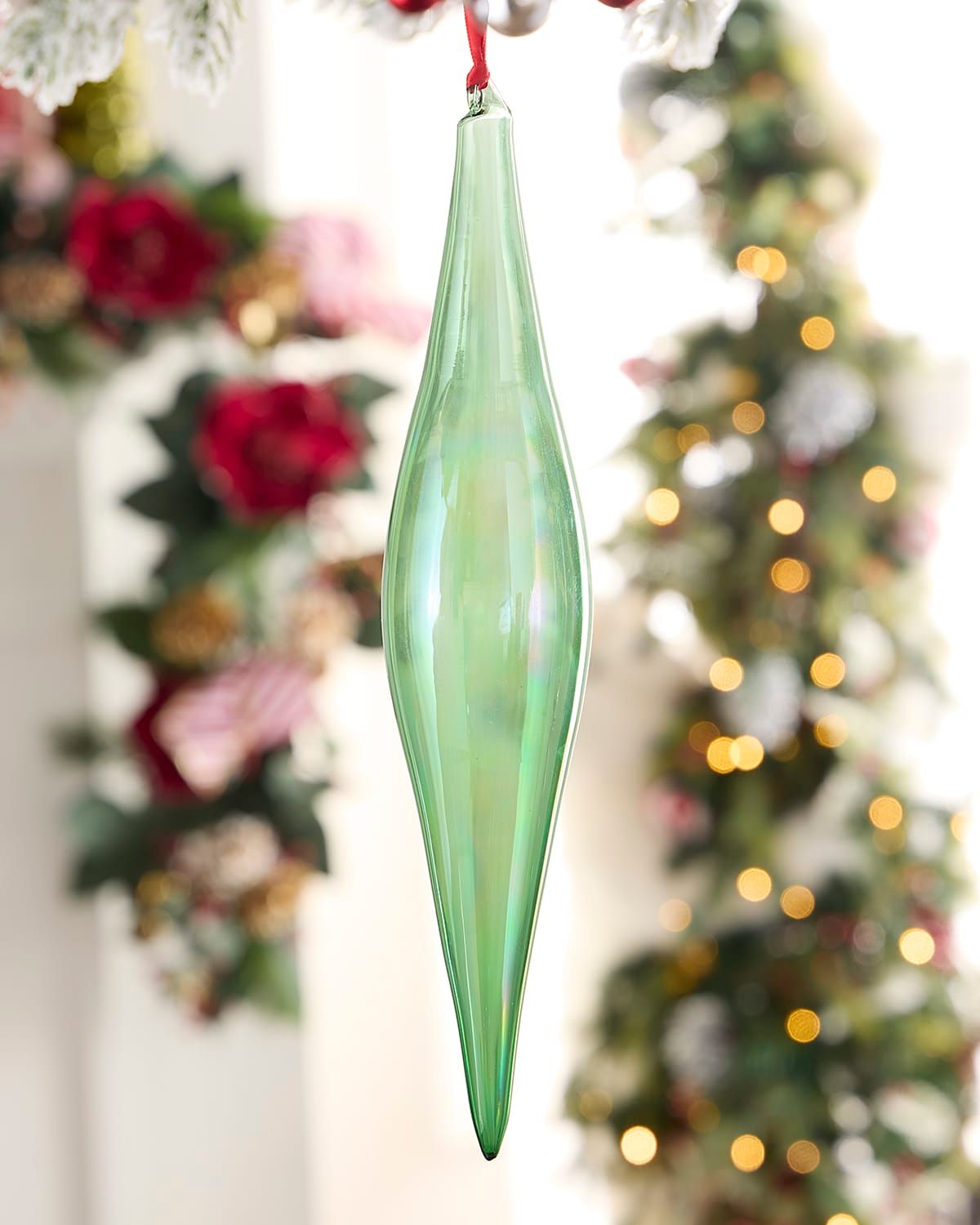 Emerald Majesty Elliptical Christmas Ornament