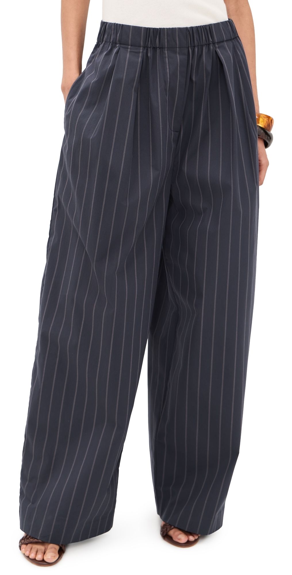 St. Agni Stripe Relaxed Pleat Pants Ink Stripe XS