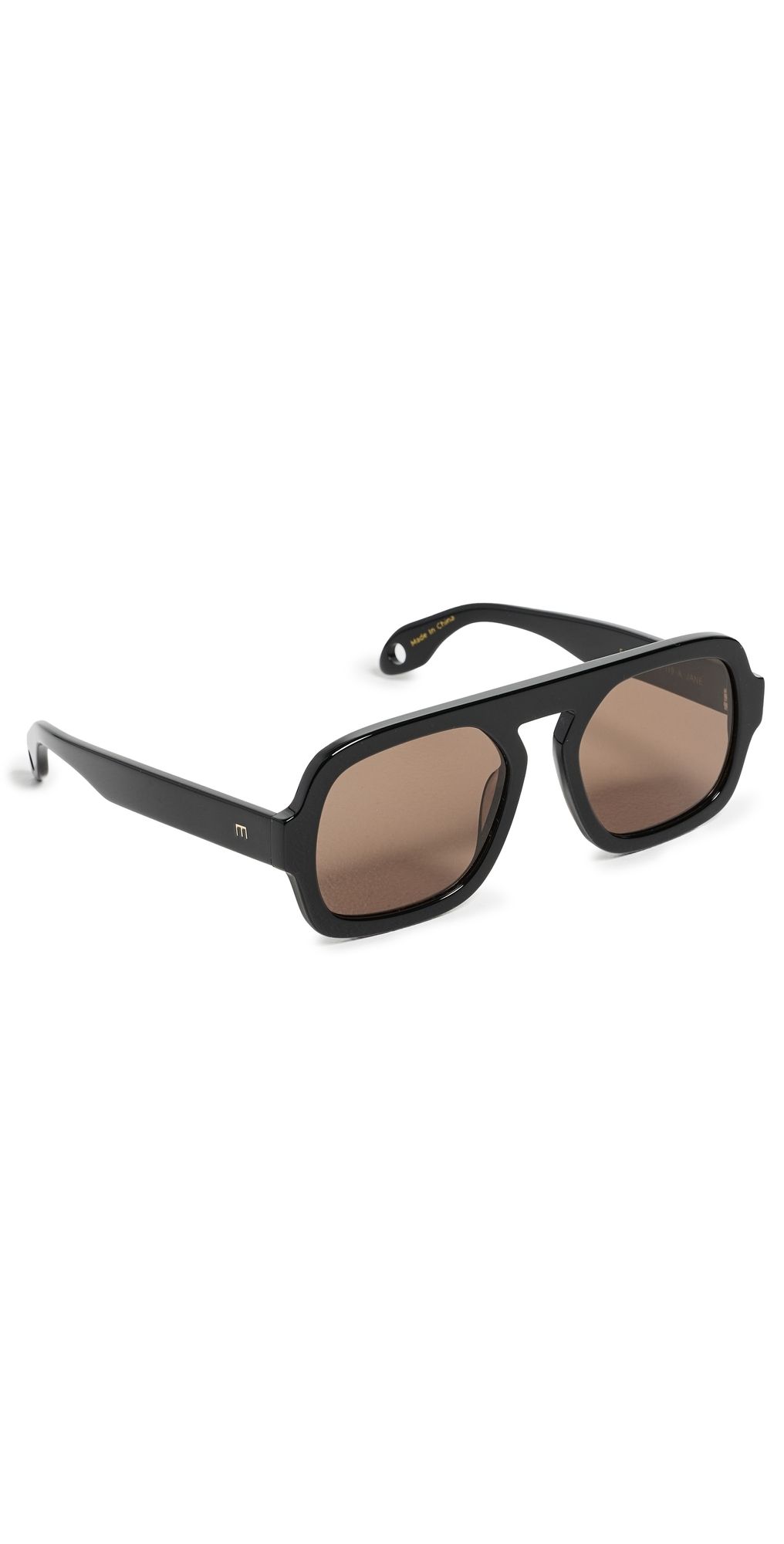 Elisa Johnson Jane Sunglasses Gloss Black Dark Brown Lens One Size