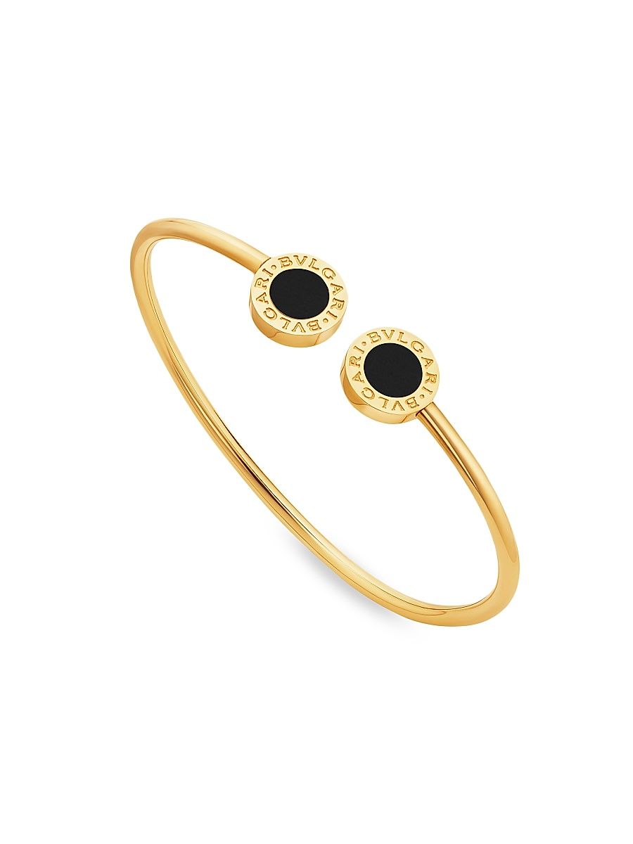 Women's BVLGARI BVLGARI 18K Yellow Gold & Black Onyx Cuff - Yellow Gold - Size 7.5