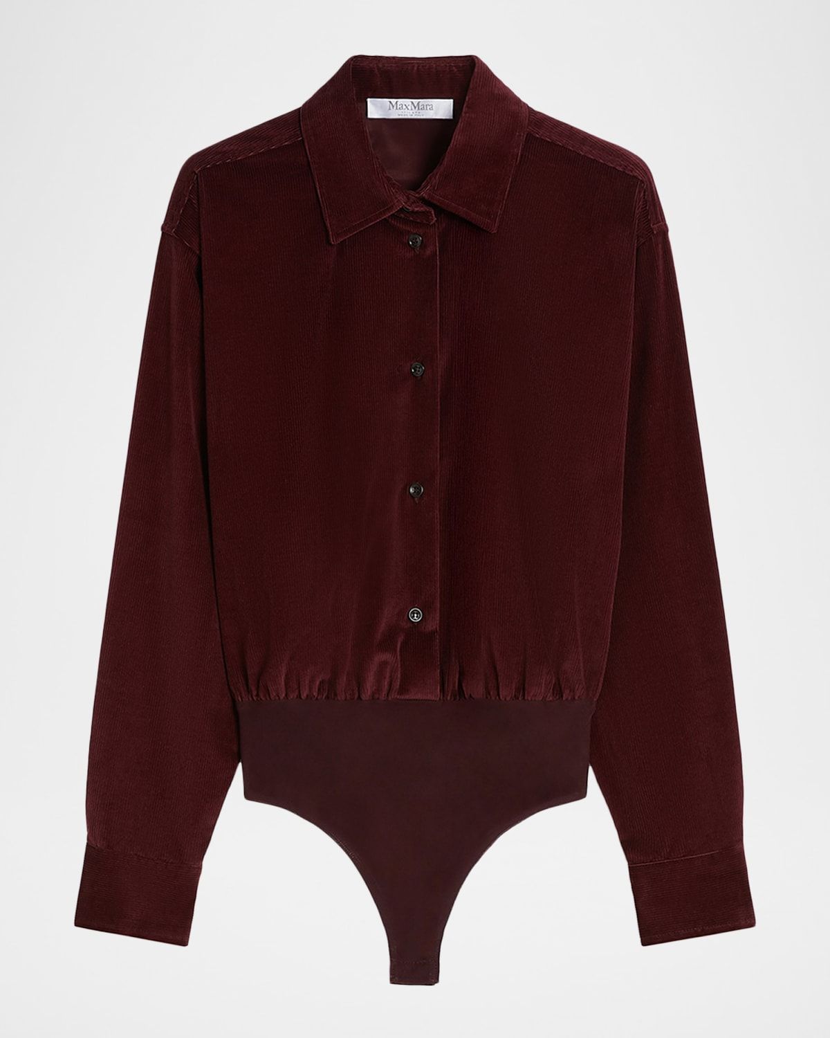 Cherry Cotton Velvet Thong Bodysuit