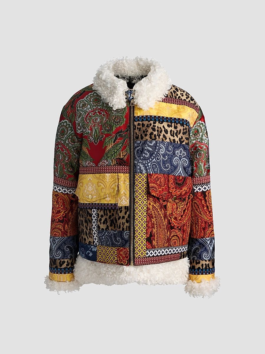 Women's Hudson Patchwork Jacquard & Sherpa Aviator Coat - Size XL