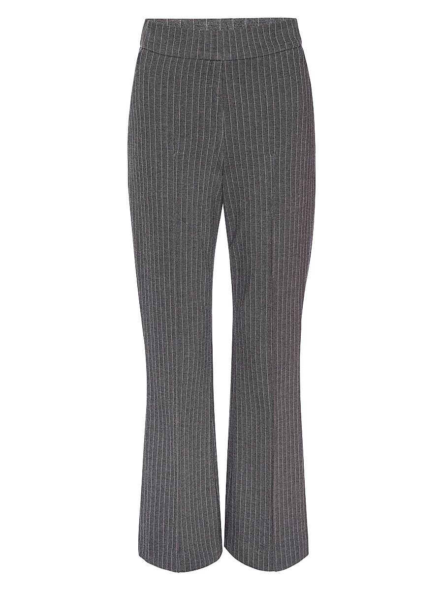 Women's Stretch Ponte Pinstriped High-Waist Flared Pants - Suiting Pinstripe - Size XS