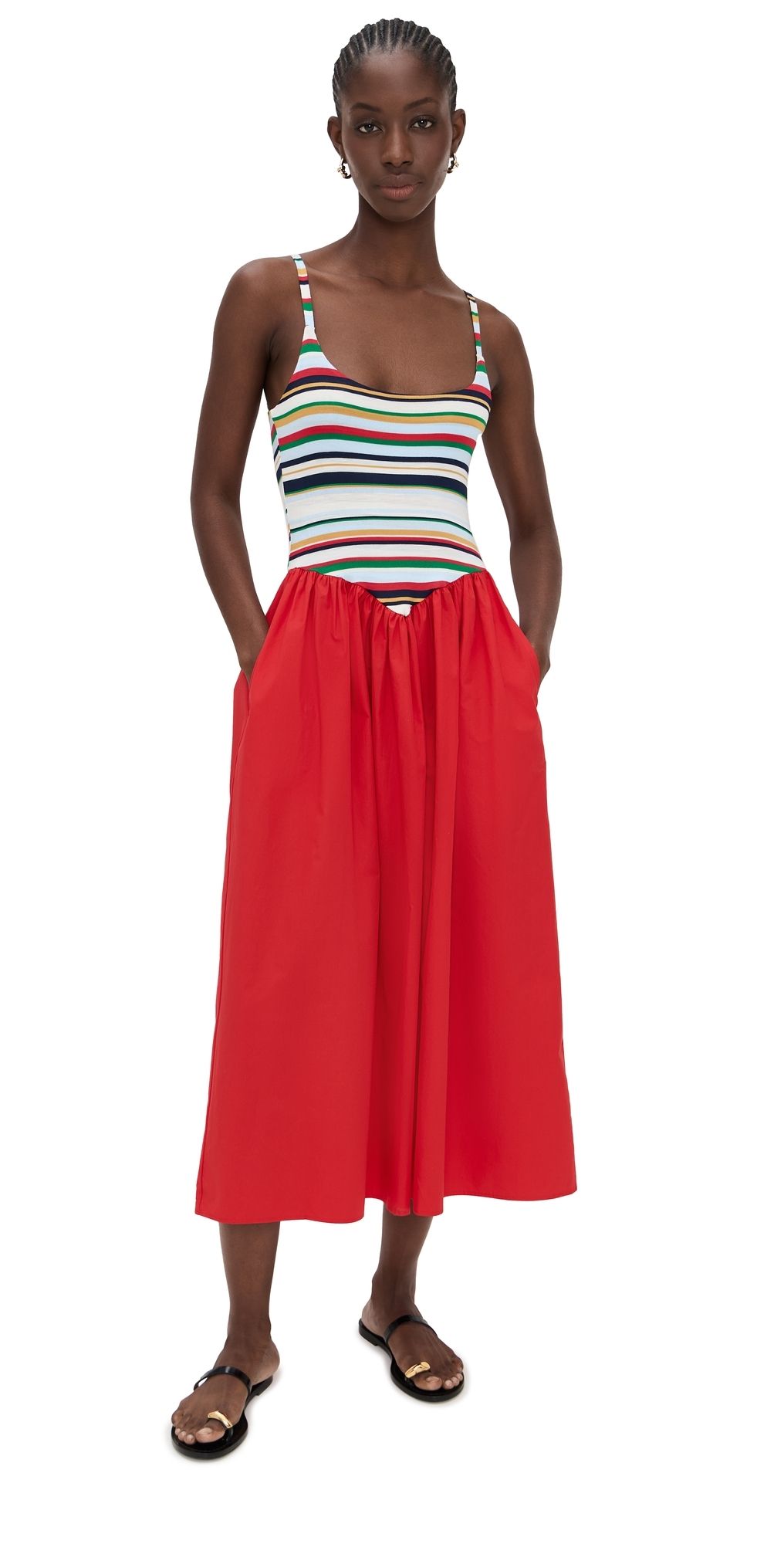 LE BOP Alix Striped Dress Red Stripe XL
