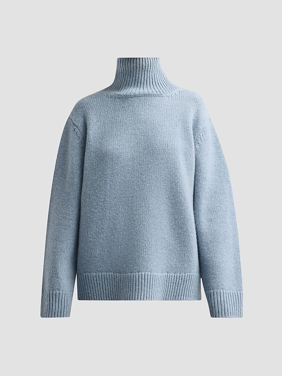 Toteme Women's Oversized Rib-Knit Wool Sweater - Vintage Blue - Size XL