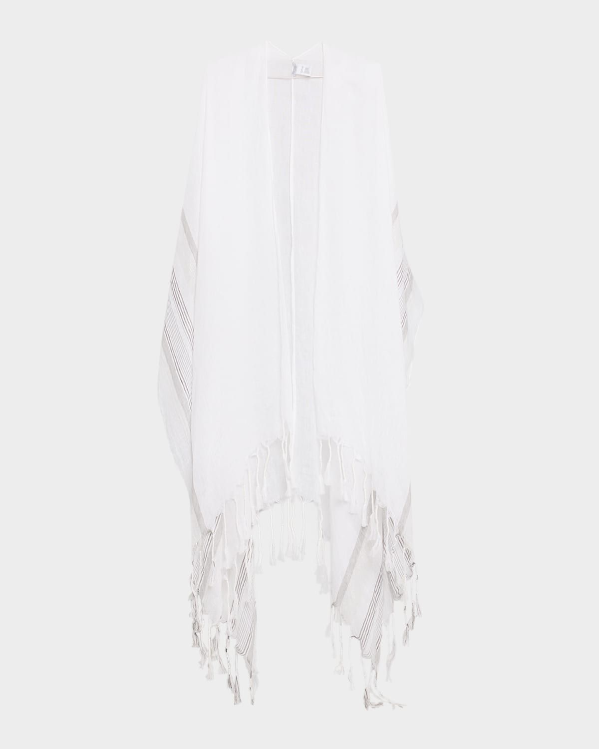 Metallic Striped Cotton-Linen Cape