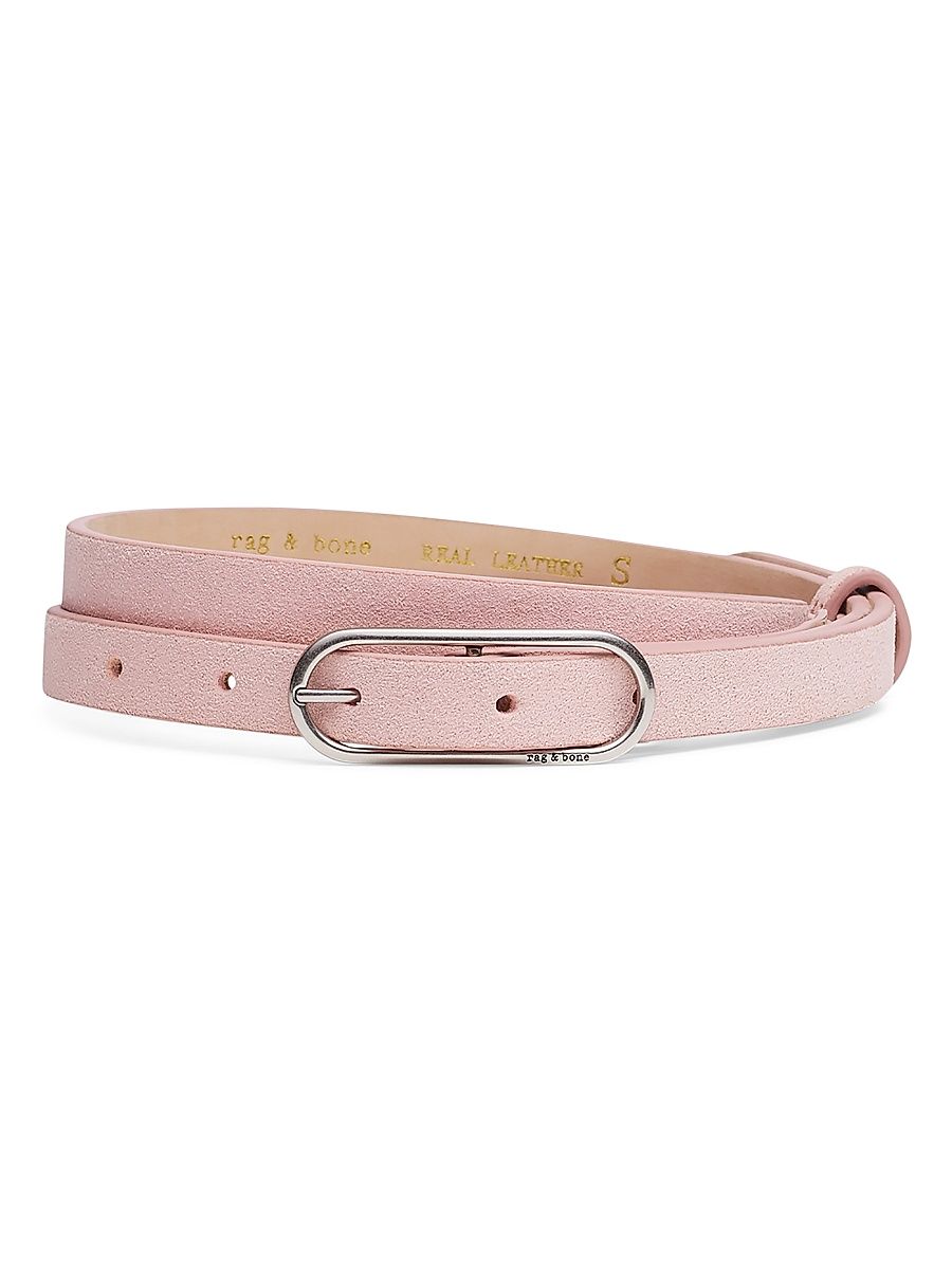 Women's Rounded Rebound Suede Belt - Light Pink - Size Large