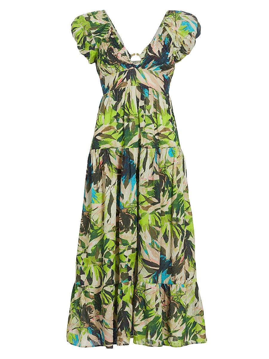 Women's Jane Floral Cotton Midi Dress - Pirouette Print - Size Small
