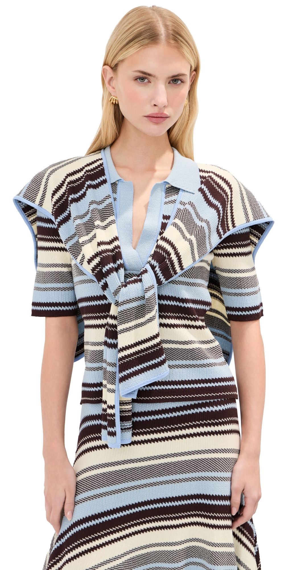 Monse Striped Jacquard Scarf Top Blue Multi L