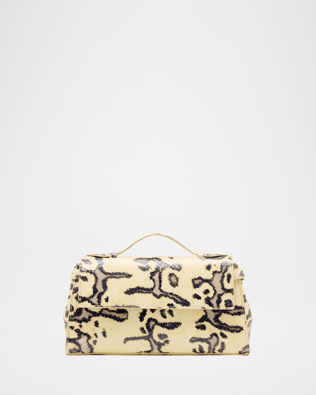 Tate Python-Print Leather Clutch Bag