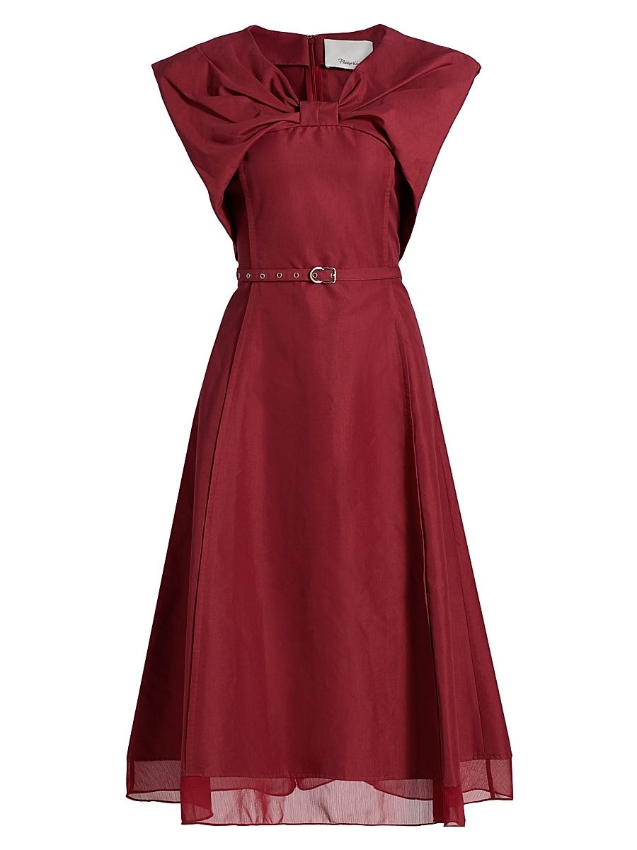 Women's Draped Bow Cocktail Dress - Crimson - Size 12