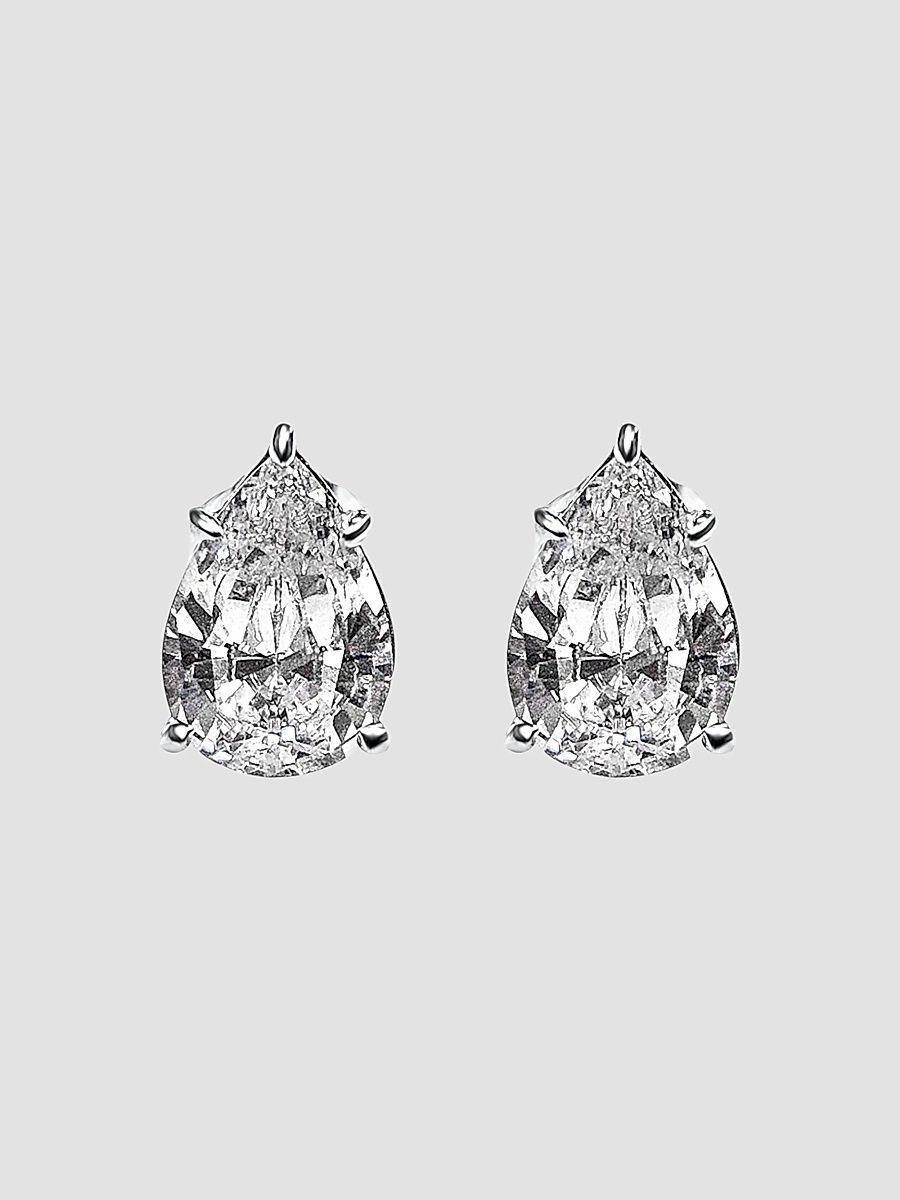 Women's Sterling Silver & 4.00 TCW Pear-Cut Cubic Zirconia Stud Earrings - White