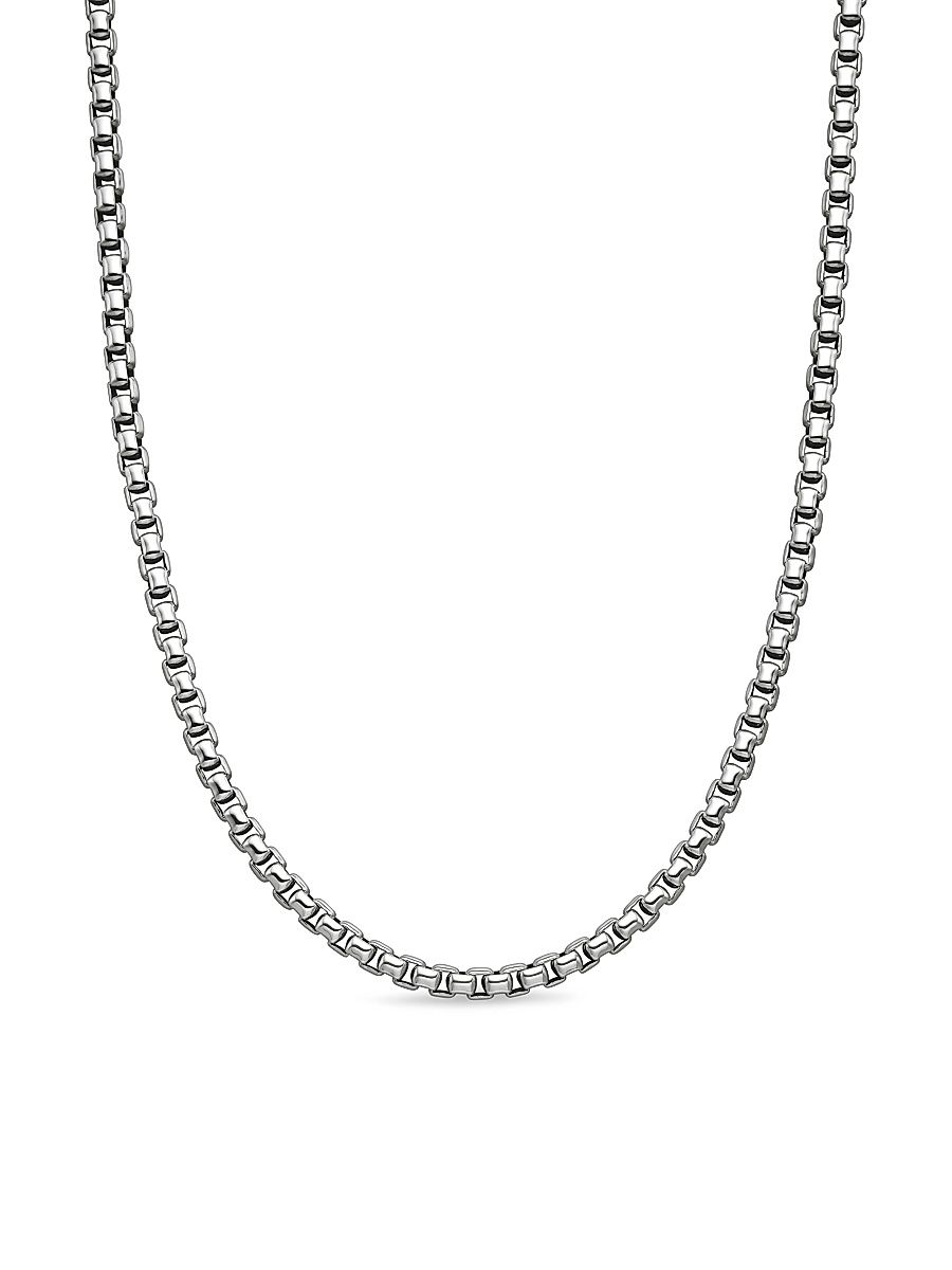 Men's Box Chain Necklace In Sterling Silver, 5.2mm - Silver - Size 26