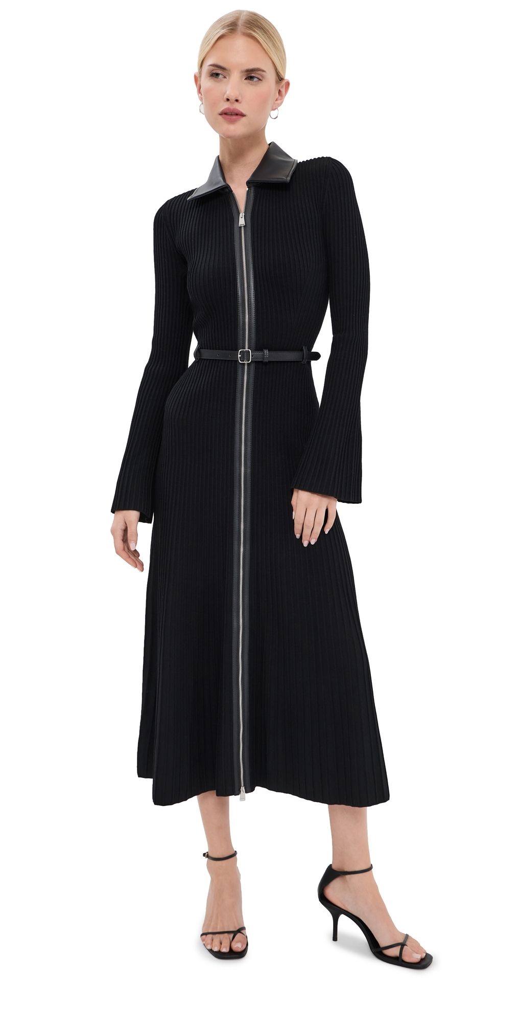 SIMKHAI Ismelle Collared Midi Dress Black XS