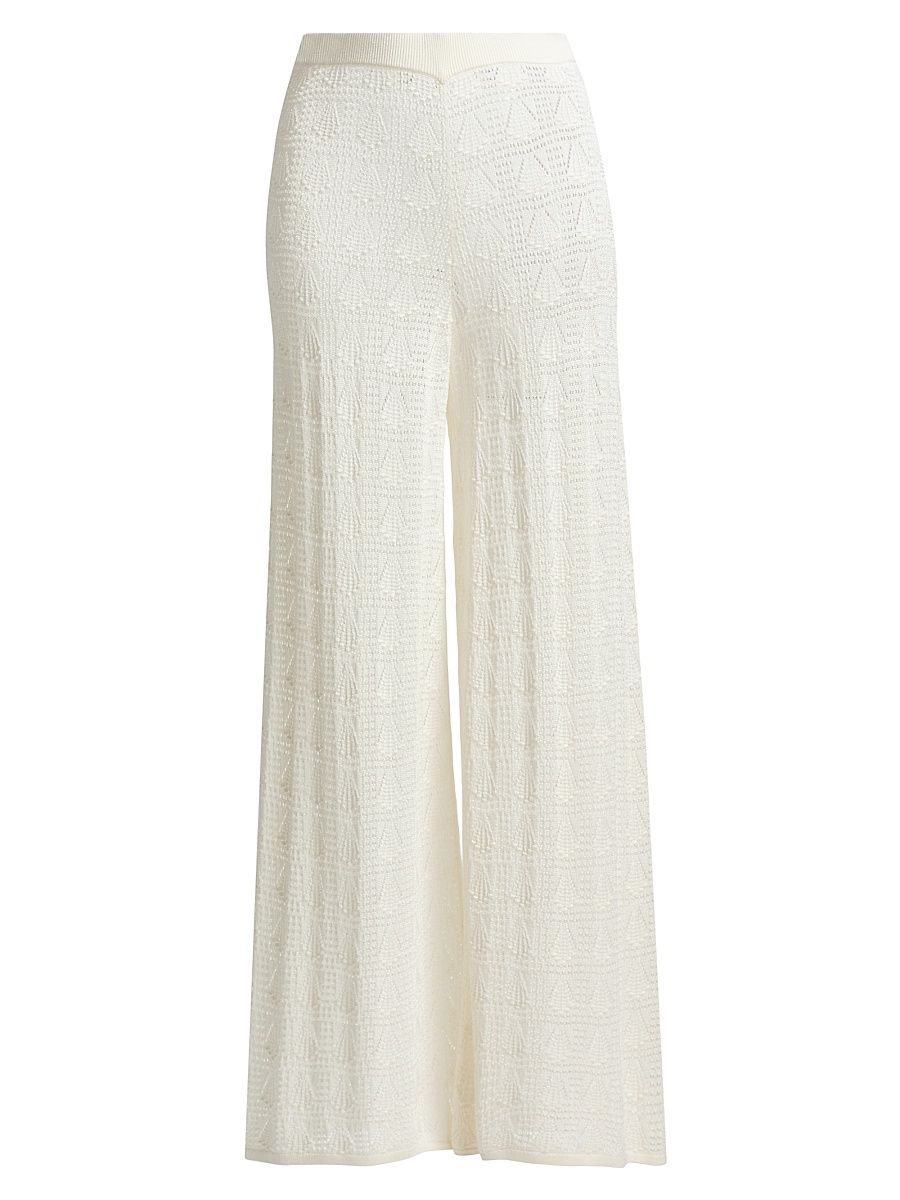 Women's Egeo Lace-Knit Wide-Leg Pants - Ivory - Size XS