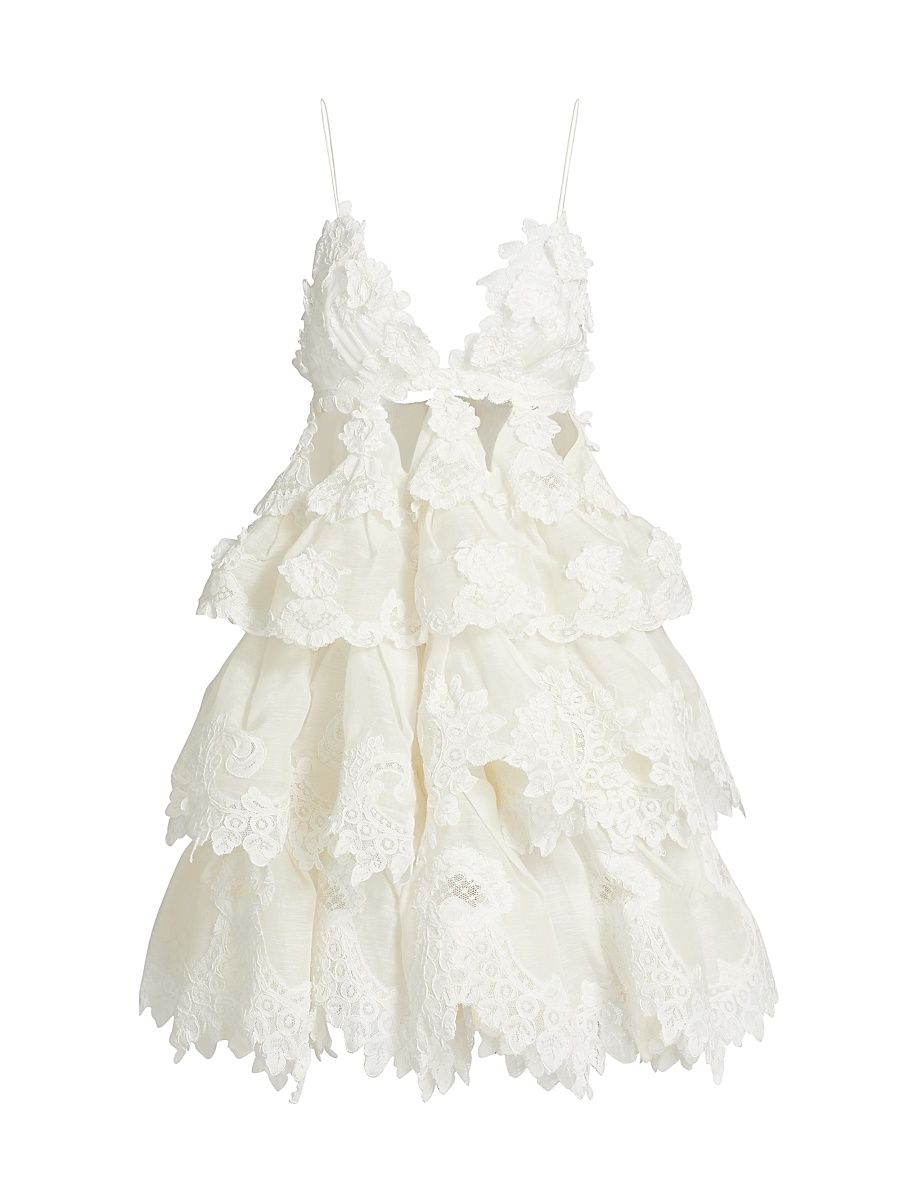 Women's Crush Tiered Lace Minidress - Ivory - Size 4