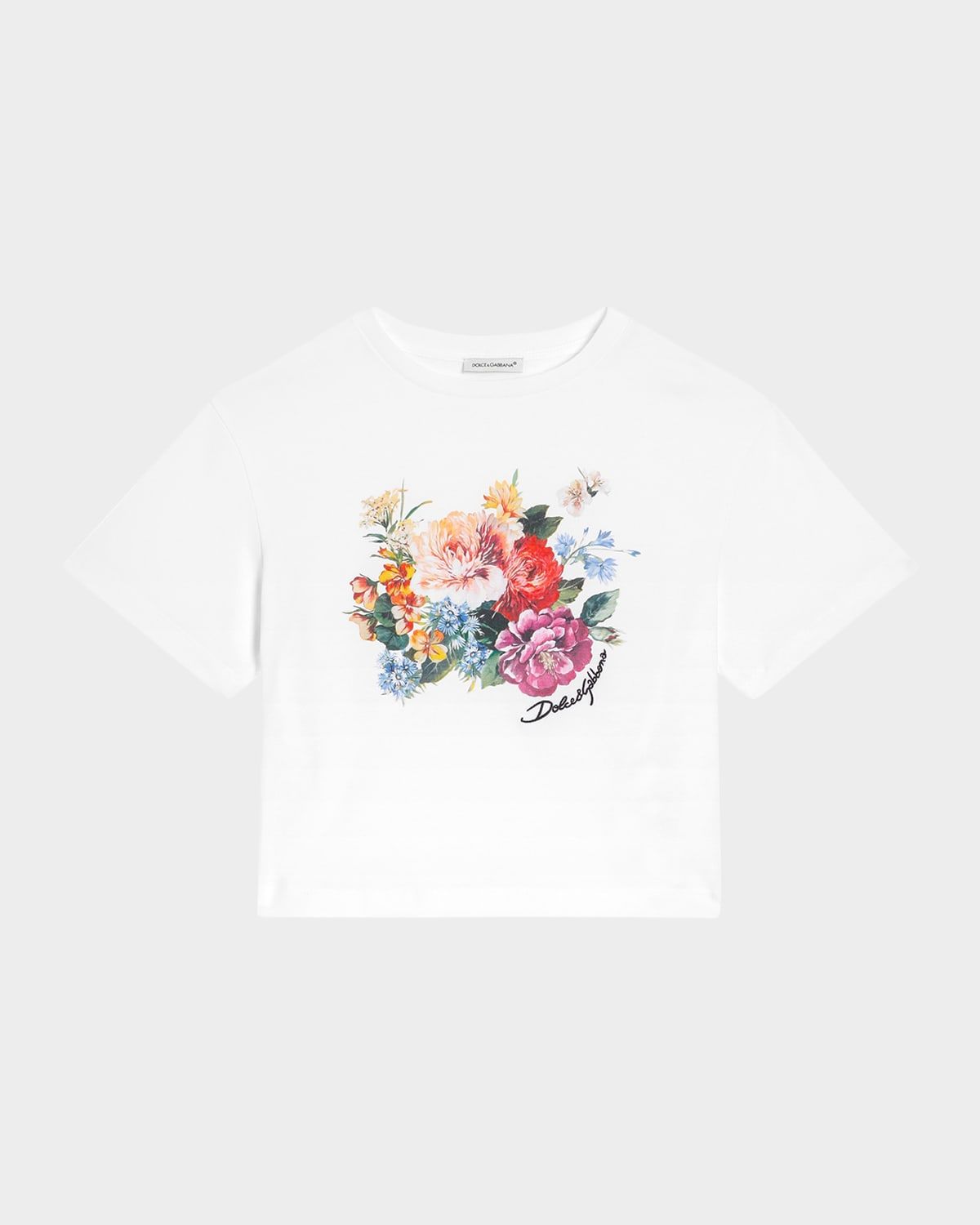 Girl & apos;s Logo-Print Multicolor Floral-Print T-Shirt, Size 8-14