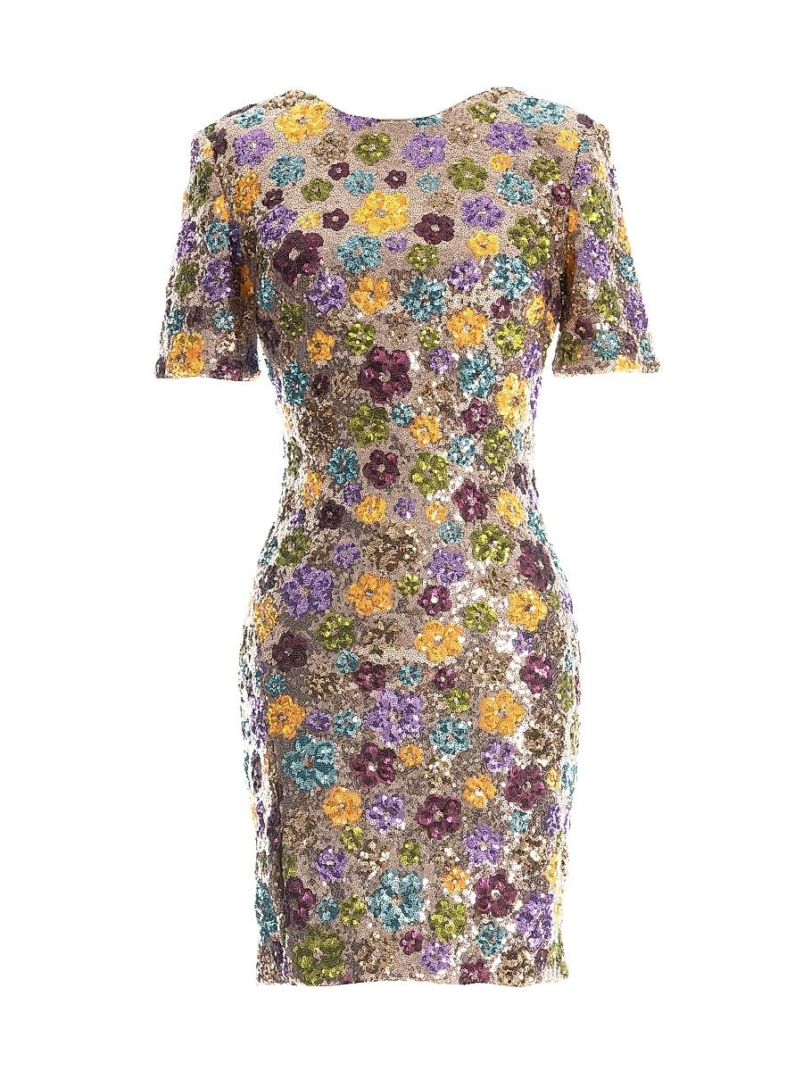 Women's Maddox Floral Sequined Minidress - Gold Multi - Size XXL