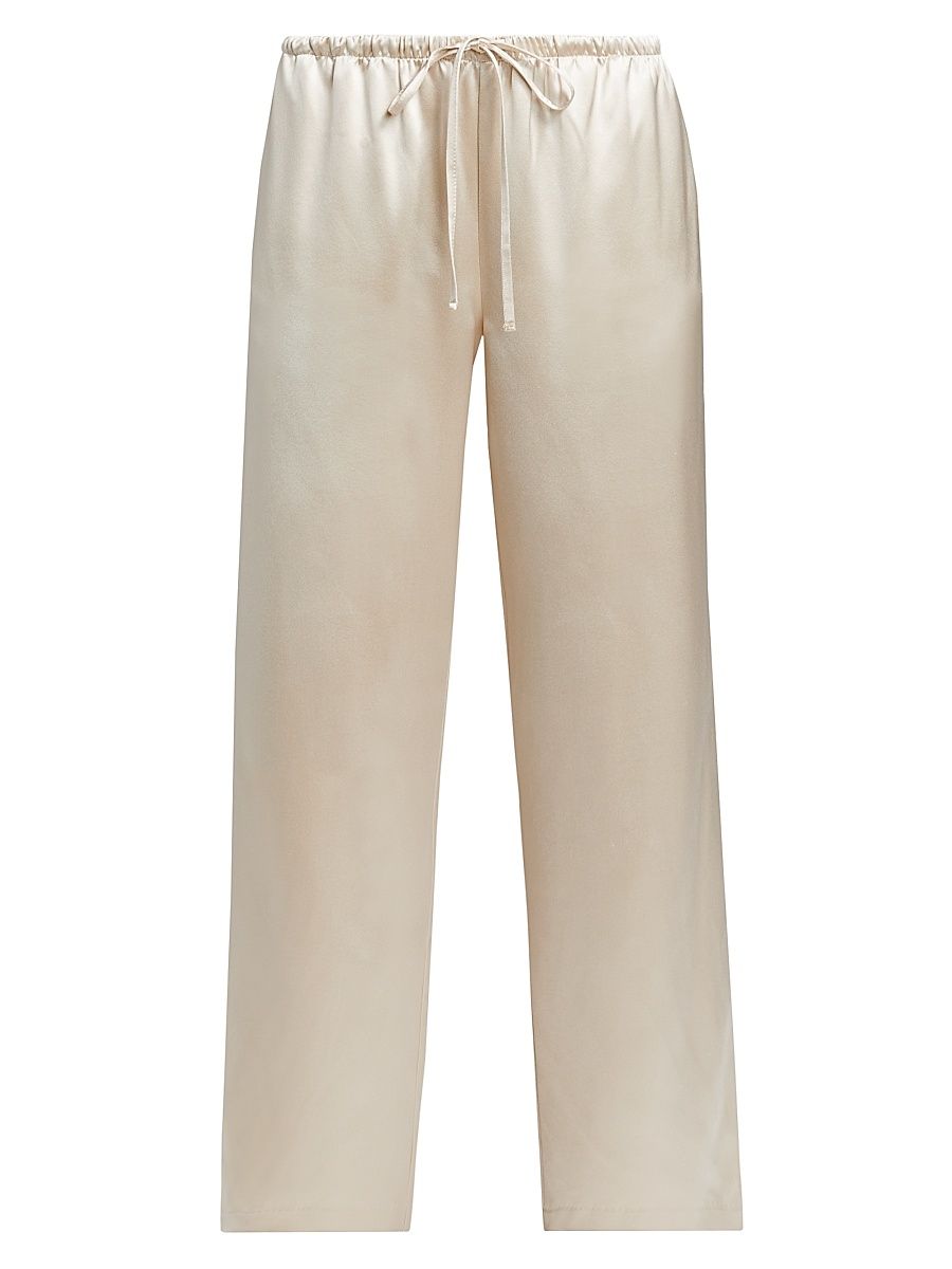 Women's Kauai Silk Wide-Leg Pants - Champagne - Size Medium
