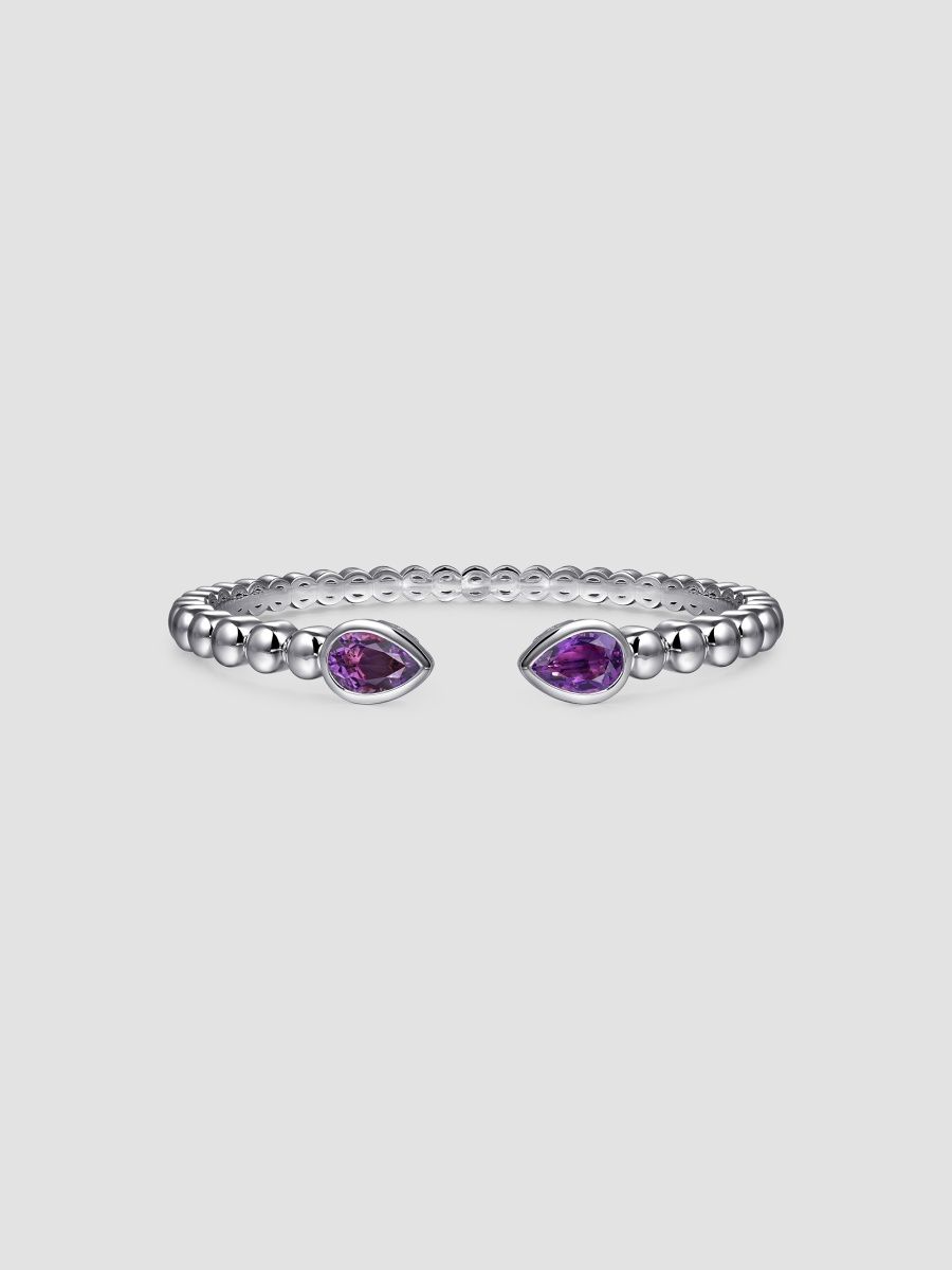 Gabriel & Co Women's Bujukan Sterling Silver & Amethyst Beaded Cuff/6" - Sterling Silver