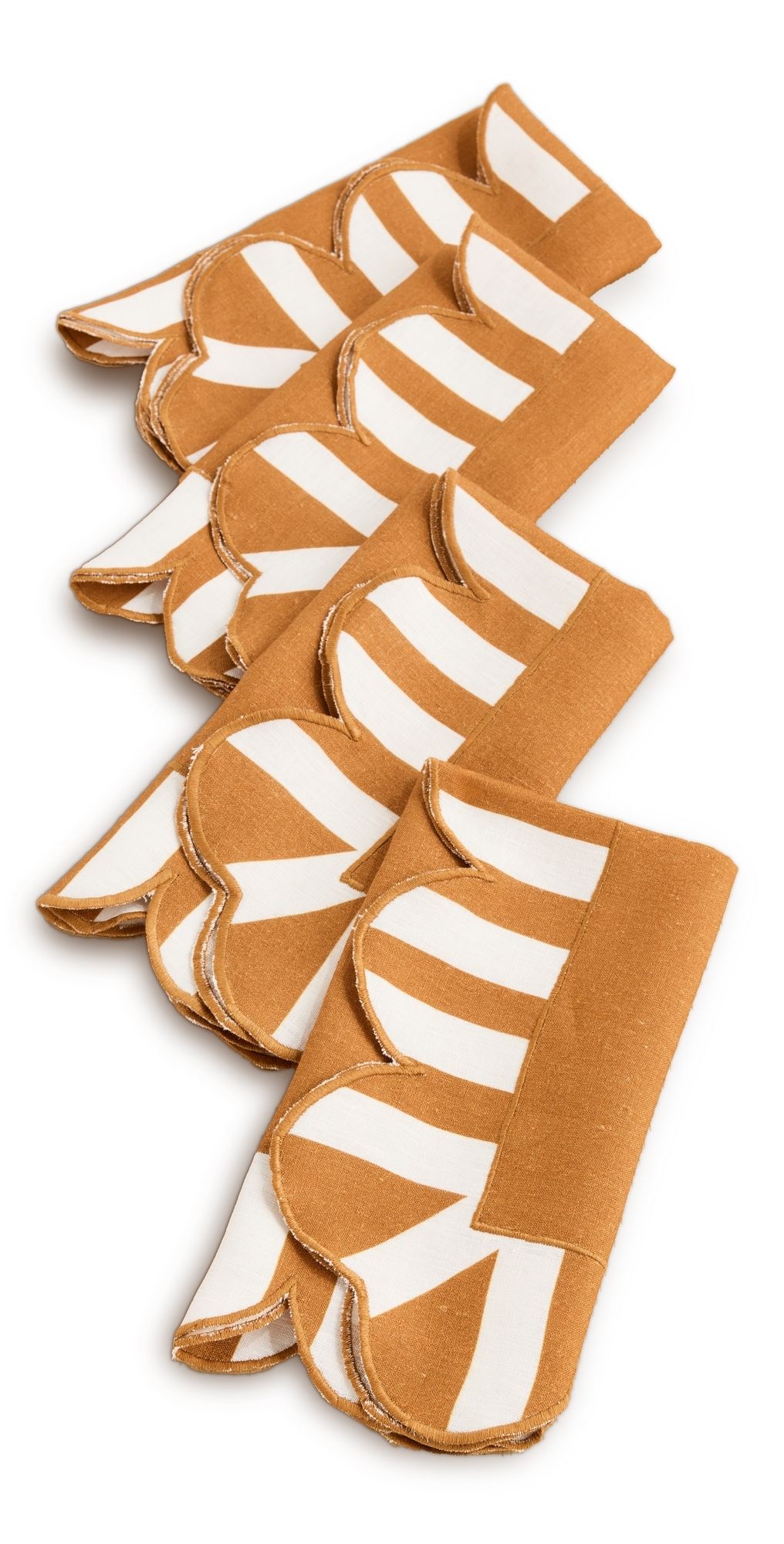 Misette Scalloped Stripe Napkins Set of 4 Amber One Size
