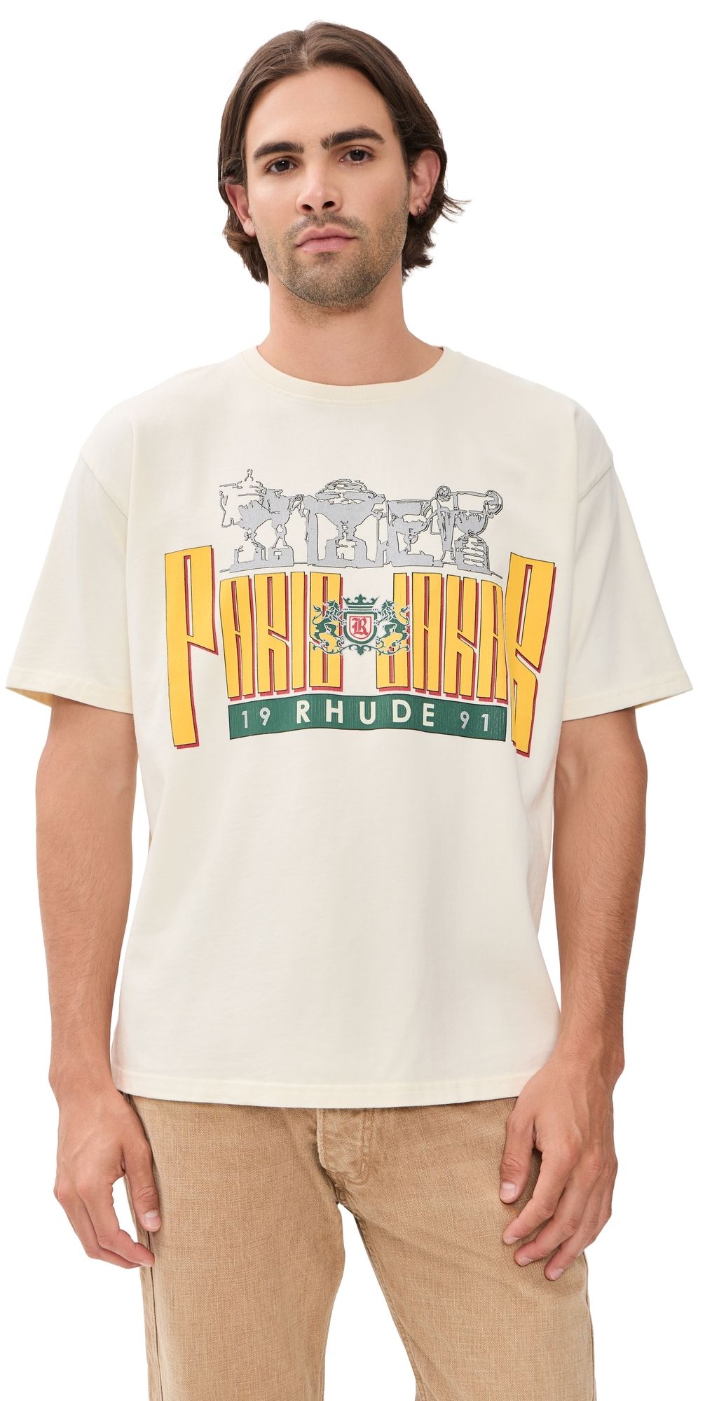 Rhude Trofeo Tee Vintage White/Yellow/Green S