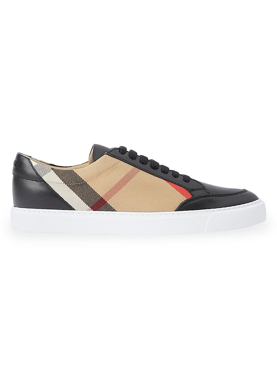 Women's Salmond Check Leather-Canvas Sneakers - Black - Size 10