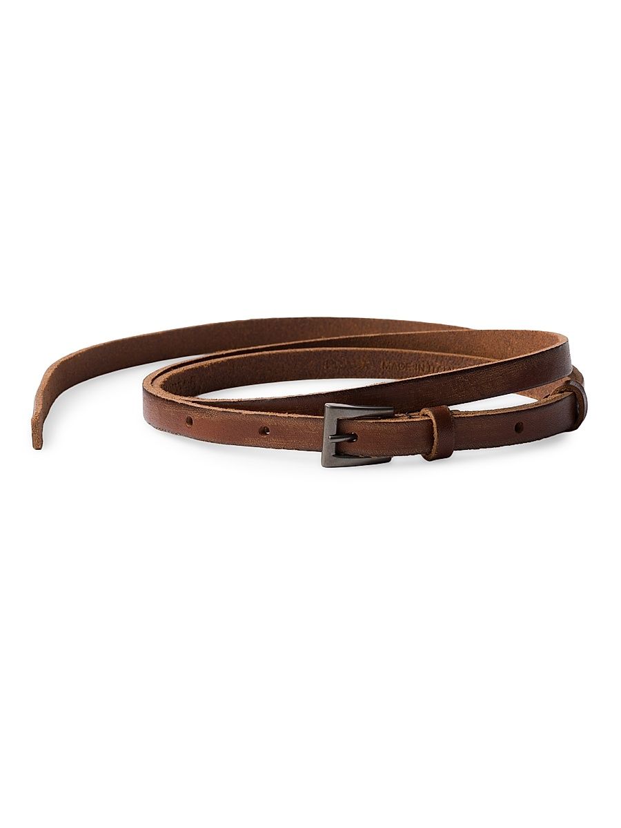 Women's Narrow Leather Belt - Brown - Size 32