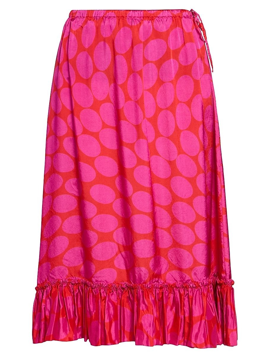 Women's Samila Fountain Of Eggs Ruffle Midi-Skirt - Fuchsia - Size 12