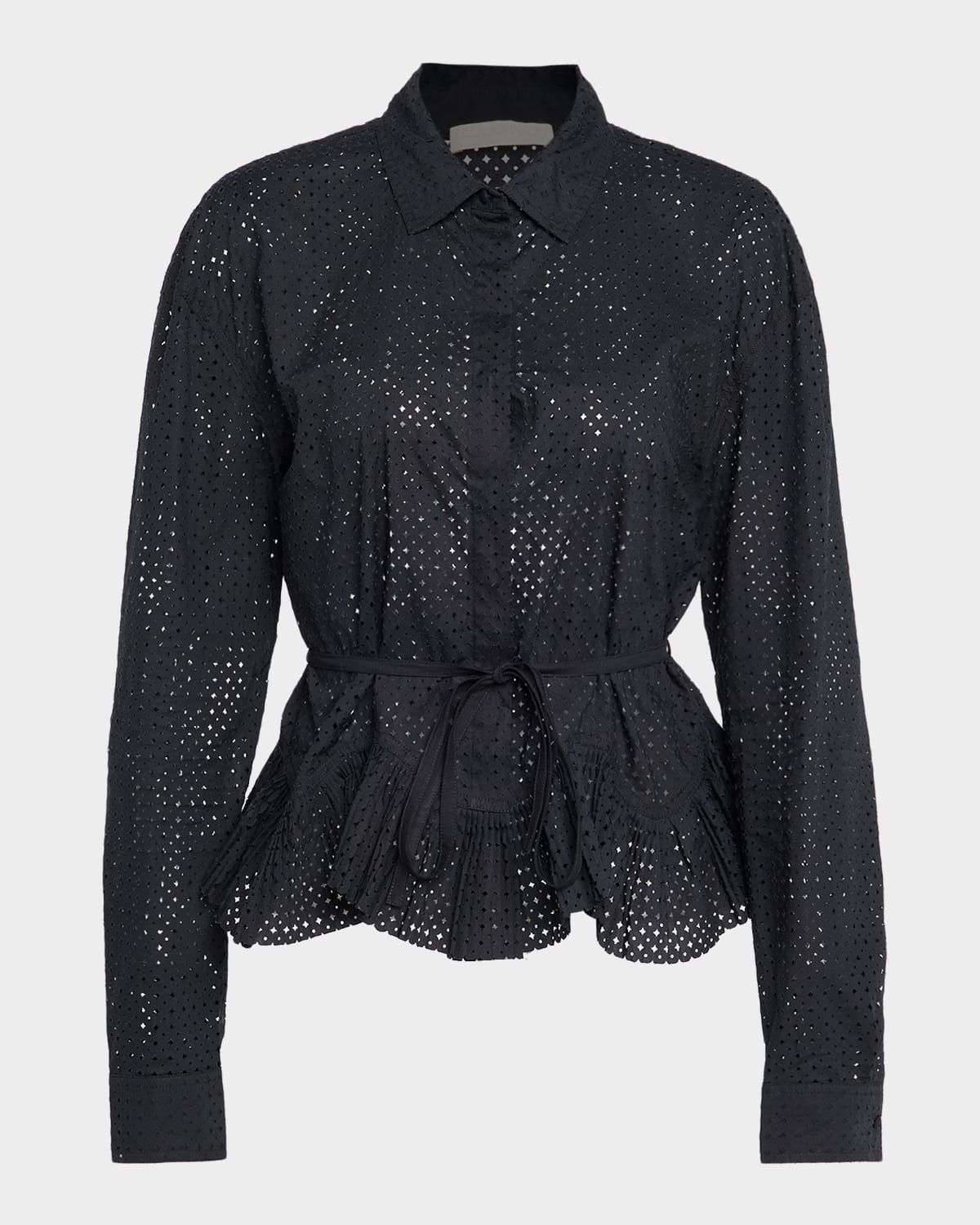 Kelila Long-Sleeve Button-Front Cotton Top