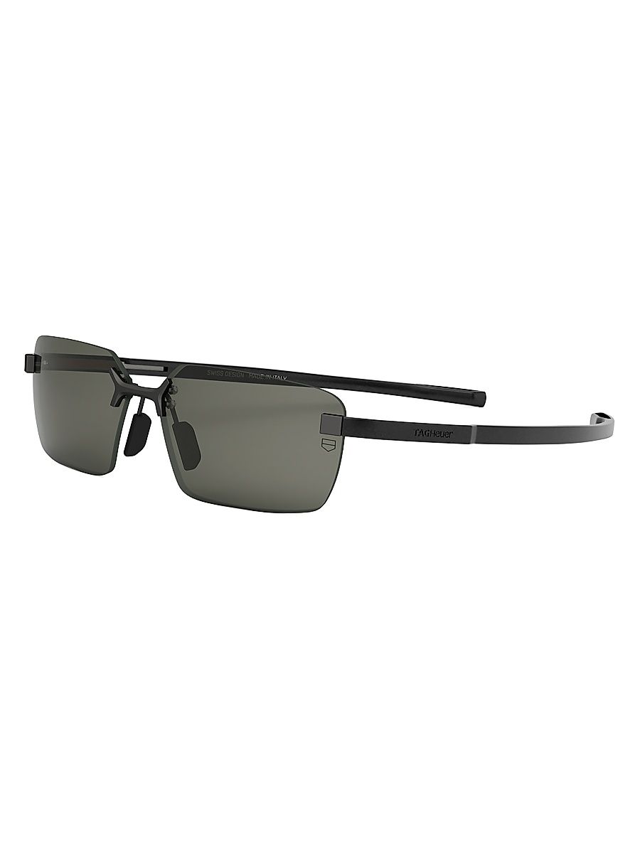 Men's Flex 60MM Rectangular Rimless Sunglasses - Black Grey